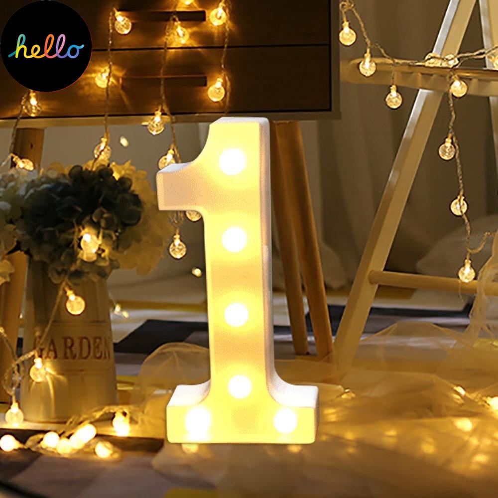 Gemsun Fas auf DIY 0–9 LED Digital Nachtlichter Unterstützung stehende Wand Hung Warm W te Dekor Lampe