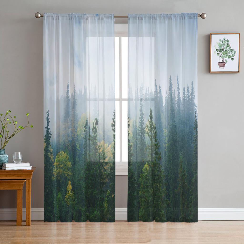 Winter Forest Tatra Mountains Poland Sheer Curtains for Living Room Transparent Tulle Window Curtain Bedroom Kitchen Veil Drapes