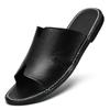 2025 New Designer Men Genuine Leather Slipper Summer Fashion Slides Simple Sandals Comfortable Cool Beach Shoes