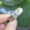 18K Gold Plated Two Tone Moissanite Ring Simple Stylish Simulated Zircon Mens Wedding Engagement Band