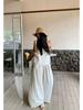 Elegant White Women's Summer 2026 Fashion: Ruffled Camisole & Wide-Leg Pants Skirt Set
