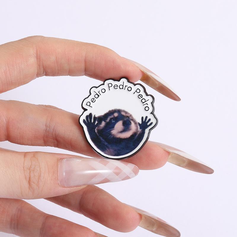 Cat Memes UV Printing Pins Custom Raccon Brooches Lapel Badges Clothes Funny Animal Jewelry Gift for Family Friends