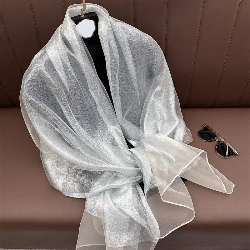 Silk Wool Scarf for Women Solid Scarves Shawls Wraps Pashmina Hijab Foulard Femme Beach Stoles Bandana Luxury Brand Poncho