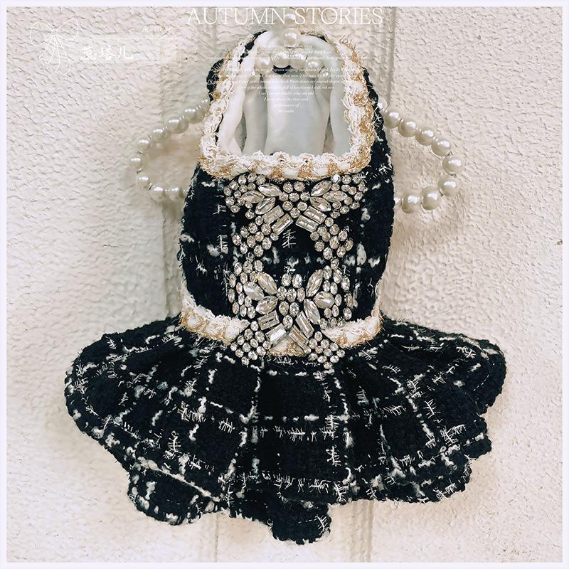 Autumn Winter Small Dog & Cat Woolen Dress - Thickened Warm Pet Bowknot Outfit for Yorkshire Terrier Puppy Small Pets