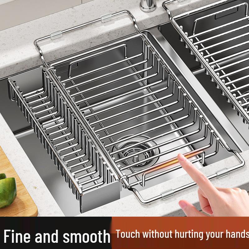 Retractable Stainless Steel Chopsticks Draining Basket & Sink Storage Rack for Kitchen & Fish Tank.