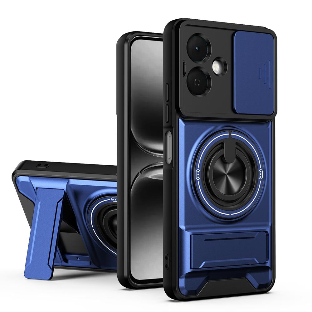 KEYSION Magnetic Phone Case for TECNO Spark Go 2 Slide Camera Protection Upright Kickstand Shockproof Cover for Infinix Smart 10