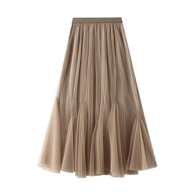 Fuste din Tulle pentru Femei Fustă Fairy cu Volane în Linie A Midi Talie Elastică Înaltă Fustă Lungă Stratificată Fluidă Balansoar Fustă Tutu Fuste Maxi din Plasă pentru Femei Talie Înaltă