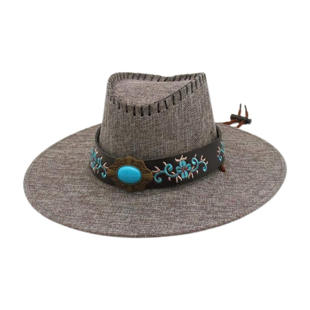 Big Eaves Vacation Sunscreen Sunshade Top Hat Grassland Ethnic Style Embroidery Accessories Riding Hat Denim Hat
