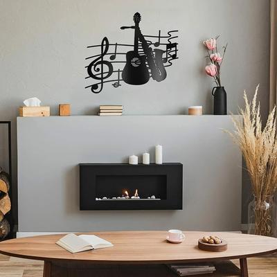 Sculpture murale en métal pour guitare et saxophone Décoration murale en métal élégante et dynamique, parfaite pour mettre en valeur la musique