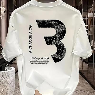 New Summer Men's Fashion T-shirt Personality Digital Pattern Printed Men's T-shirt Top