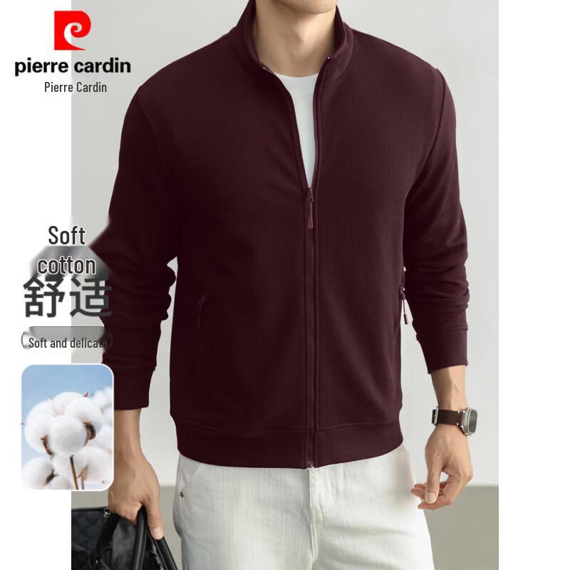 Pierre Cardin Men's Waffle Knit Stand Collar Cardigan