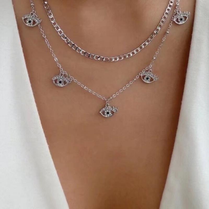 Stacked sunflower pendant, retro multi-layer necklace, niche high-end cross, love collarbone chain