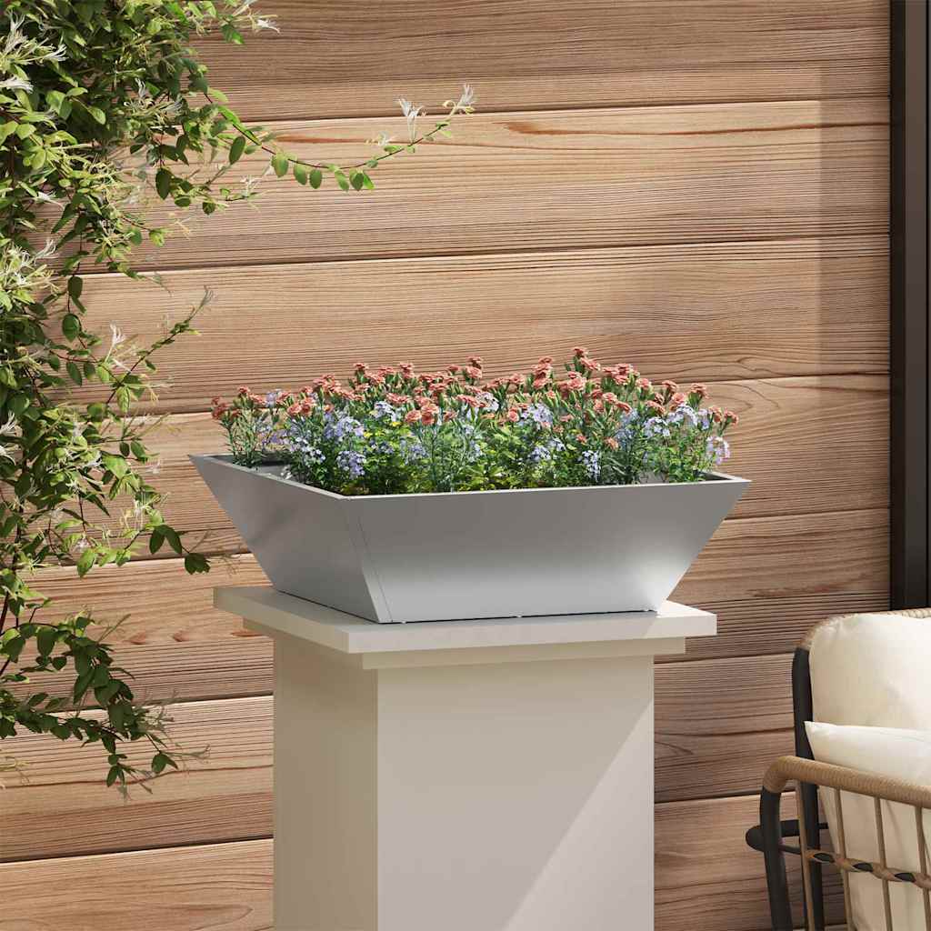 Garden Planter Silver 50 X 50 X 15 Cm Galvanized Steel