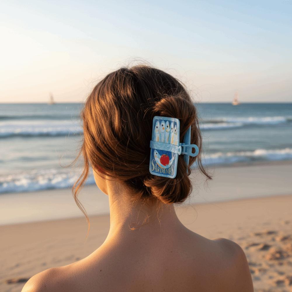 Sardine Can Small Fish Hair Clip Hairpin Square Fish Grab Clip Ocean Animal Hair Claw  Streetwear