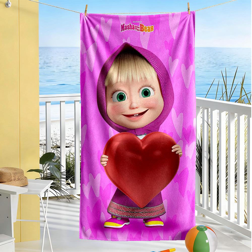 Masha Bear Beach Towel Soft Durable Quick-Dry Comfortable Lightweight