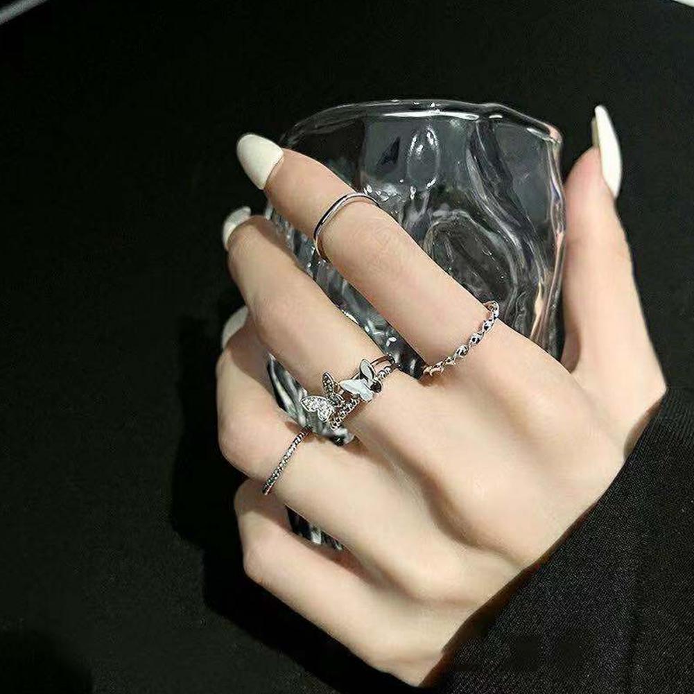 NEW 4Pcs Fashion Butterfly Ring For Women Men Elegant Butterfly Metal Rings Set Valentine's Day Gift Luxury Party Jewelry Gift
