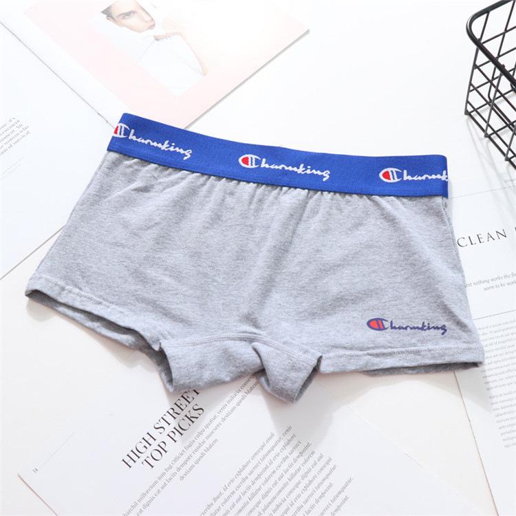 Women's Pure Cotton Breathable Antibacterial Triangle Briefs with Wide Waistband, Boyshorts, and Trendy Letter Design.