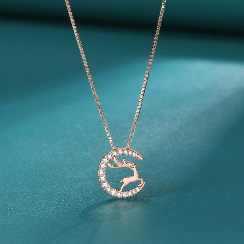 

Ожерелье Moon Shadow Elk Женское корейское Mori Niche Изысканное ожерелье One Deer Has Your Рождественский подарок