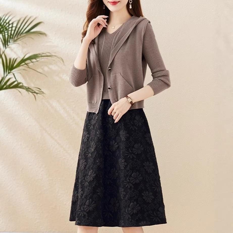 

2026 Korean Style Knit Dress & Vest Suit for Women s Autumn-Winter, Petite Sizes, High-End Feel One Size [80-120]