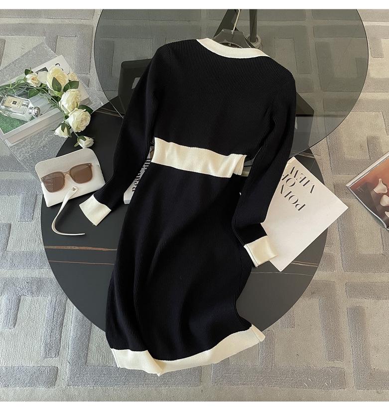 Hepburn Style Sexy Bodycon LBD: Women’s Long Sleeve Knit Sweater Dress for Autumn/Winter