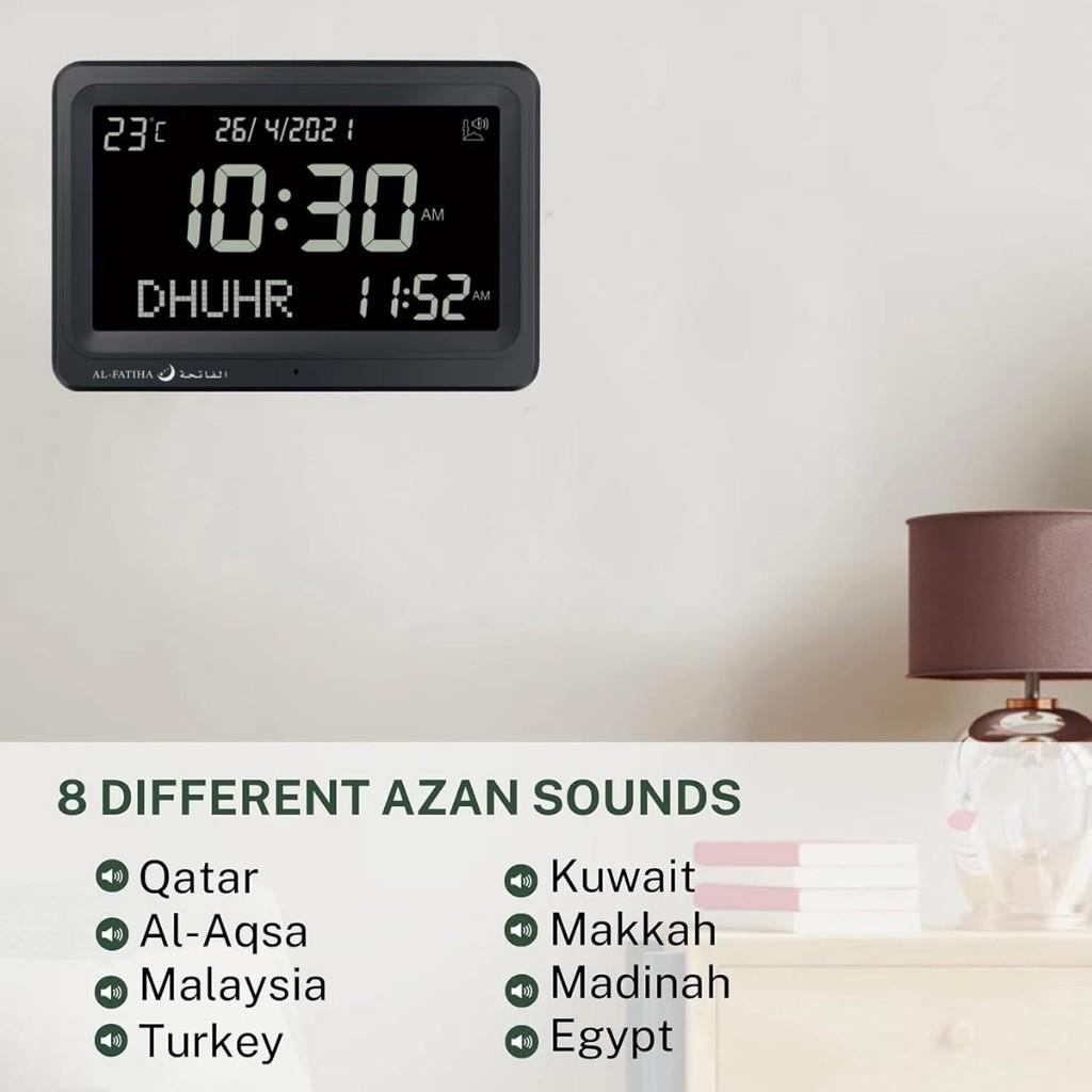 Masaüstü LCD Ekranlı Alarm Saati Çoklu Diller Gregoryen Takvimleri 8 Ezan Sesi Elektronik Saat Azan Duvar Saati Müslüman Namaz
