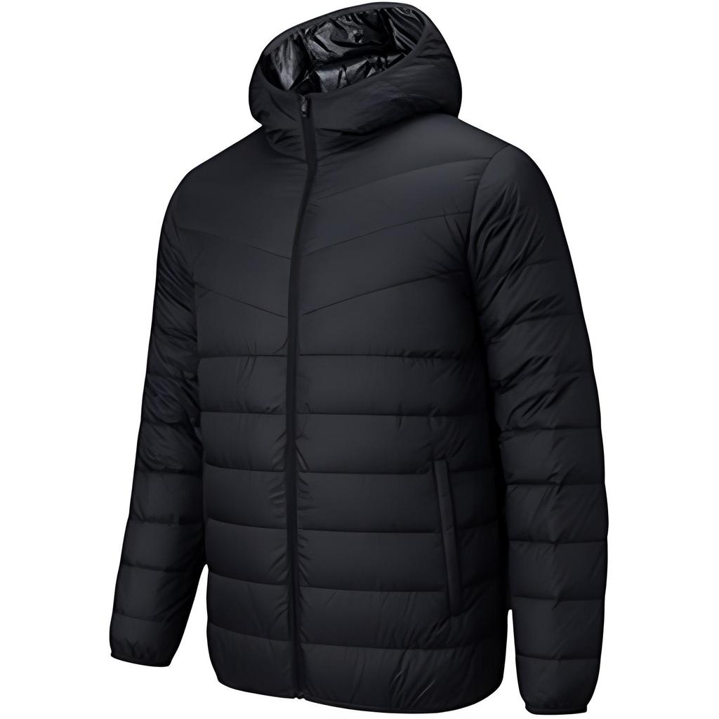 Anta Leichte Winddichte Einfarbige Daunenjacke mit Kapuze Herren Oberbekleidung Schwarz 152447922-5