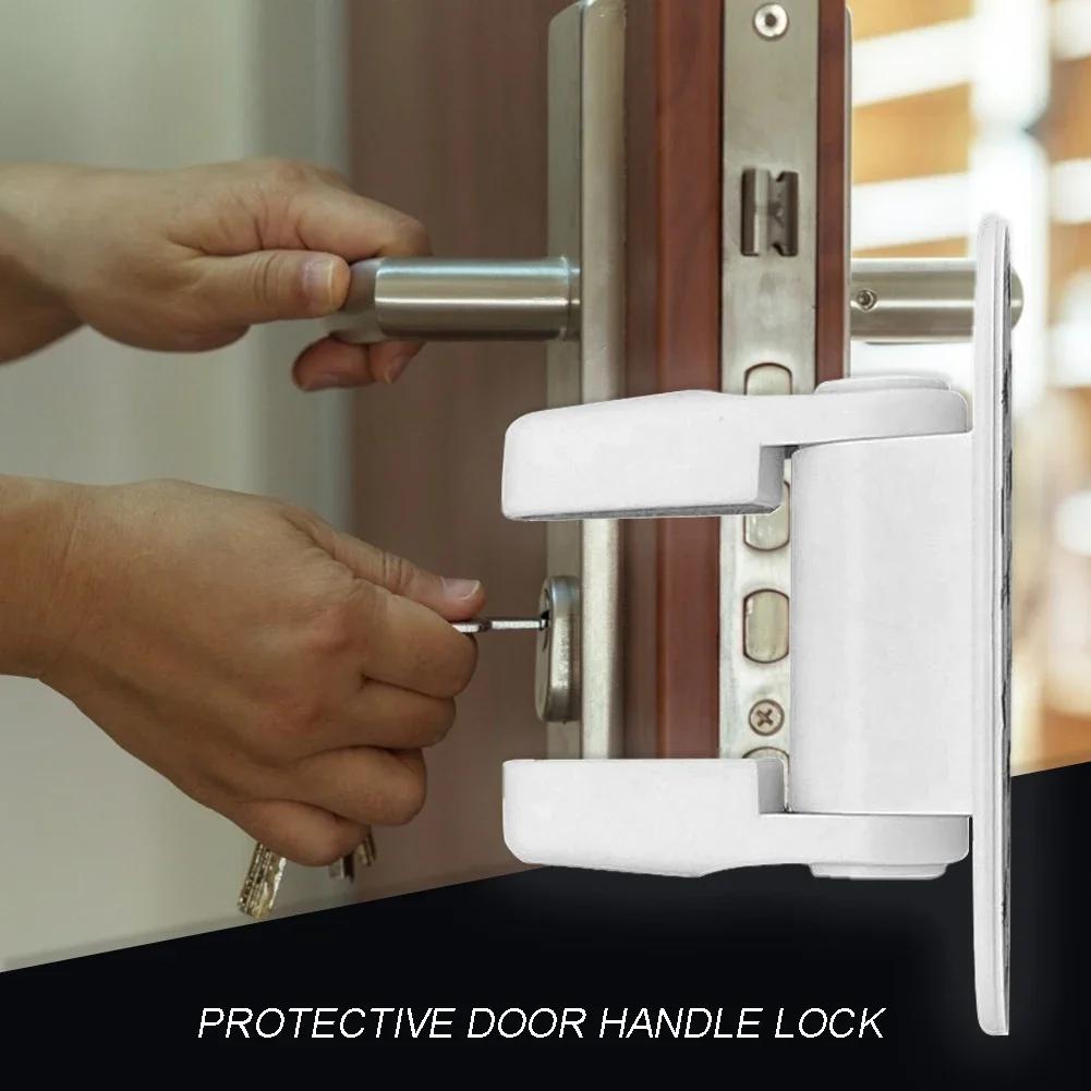 1pc Safety Door Lever Lock Protective One Hand Operation Prevent Opening Easy Install Childproof Kitchen Window Self Adhesive