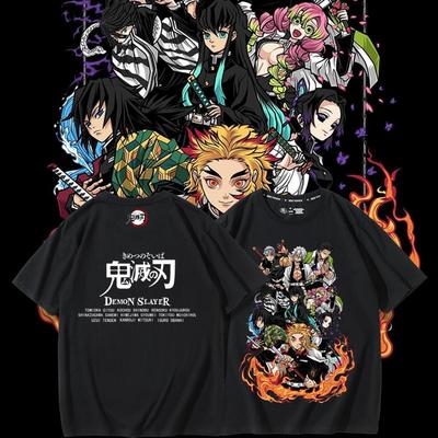 Demon Slayer Anime Muichiro Tokito Kochou Shinobu Bedrukt 100% Katoen Korte Mouw Zomer Heren Outdoor Casual Streetwear
