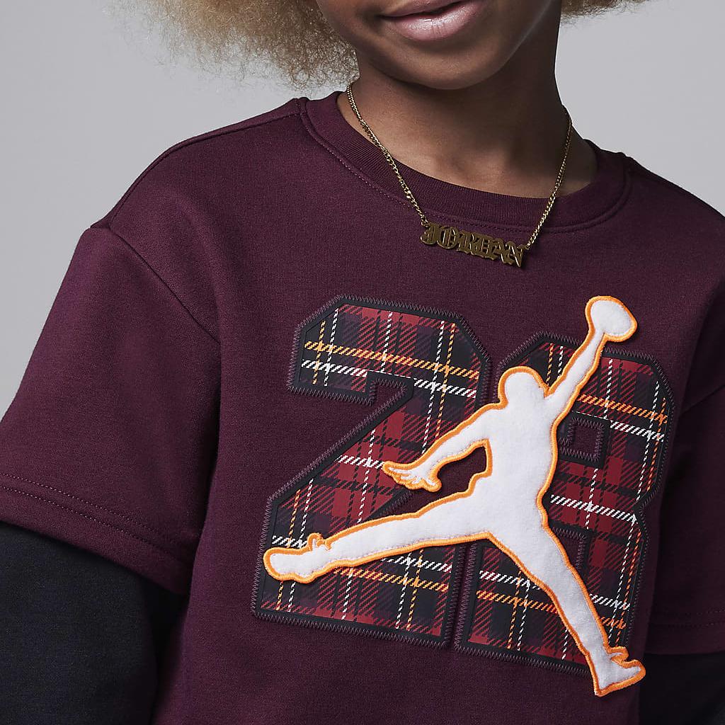 Jordan Comfortable Loose Color Block Versatile Hoodie Kids hoodies Port-Wine JD2342078GS-002