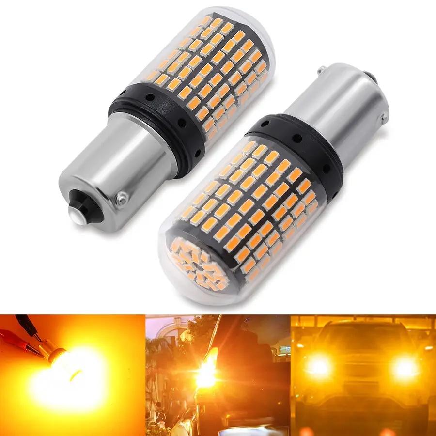 

BAU15S PY12W 144SMD Amber LED Canbus Turn Signal Indicator Light Bulbs 12V,2pcs. жовтий