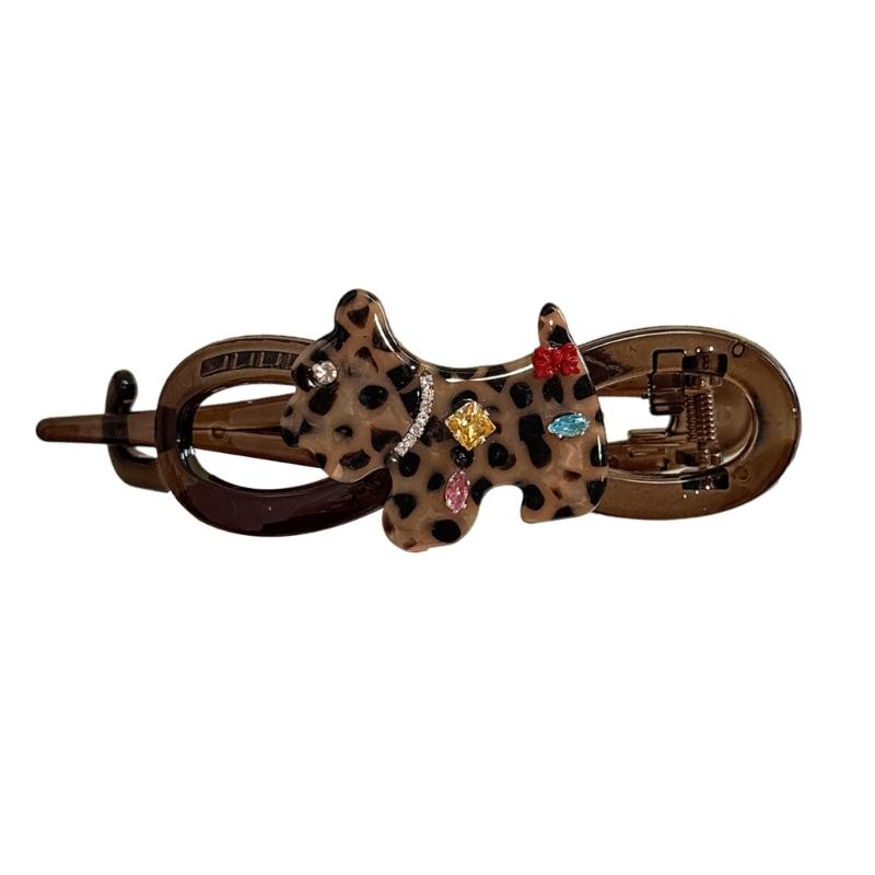 Elegant Leopard Print Acrylic Twist Hair Clip Secure NonSlip Hair Grip For Women Girl Daily Hair Styling Accessories