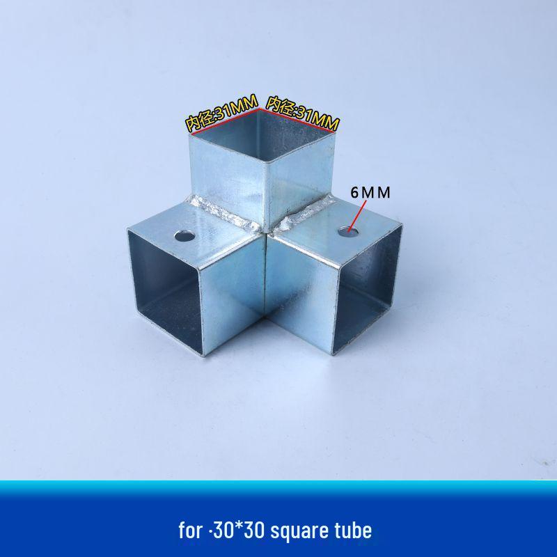 Galvanized Steel Wrought Iron Connector: Two/Three-Way Swivel Right Angle for Square Tubes.