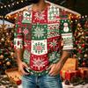 Men's Casual Shirt with Three-Quarter Raglan Sleeves Christmas Print