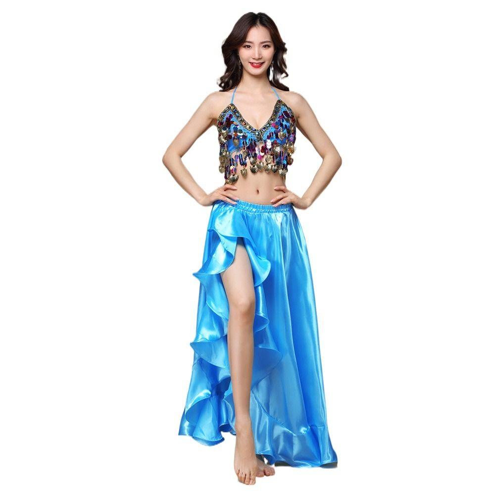 Tassels Show Costumes Hip Scarf Performance Top Belly Dance Costumes Dancer Skirt Halter Bra
