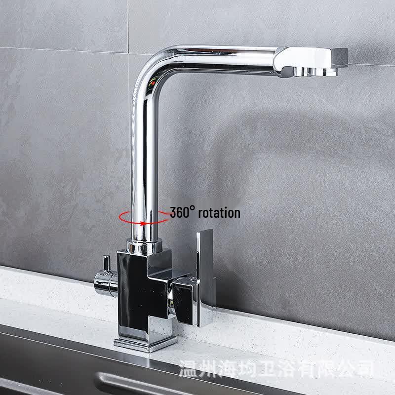 TLXT Golden 3-in-1 Kitchen Faucet
