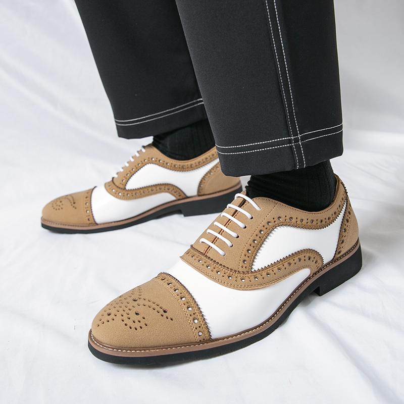 Fashion Men's shoes Classic Gentleman British Style Fashion Party Groom Wedding 38-46 Brogue suit High quality Color blocked shoes