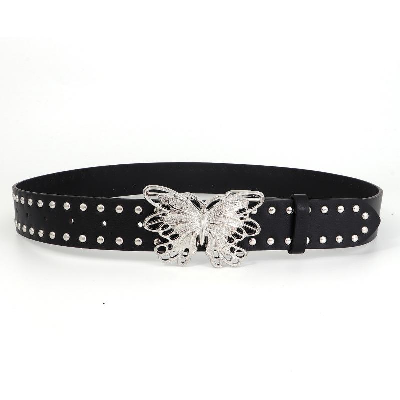 Women S Y2k Butterfly Rivet Belt Hollow Out Waistband Fashion Accessory