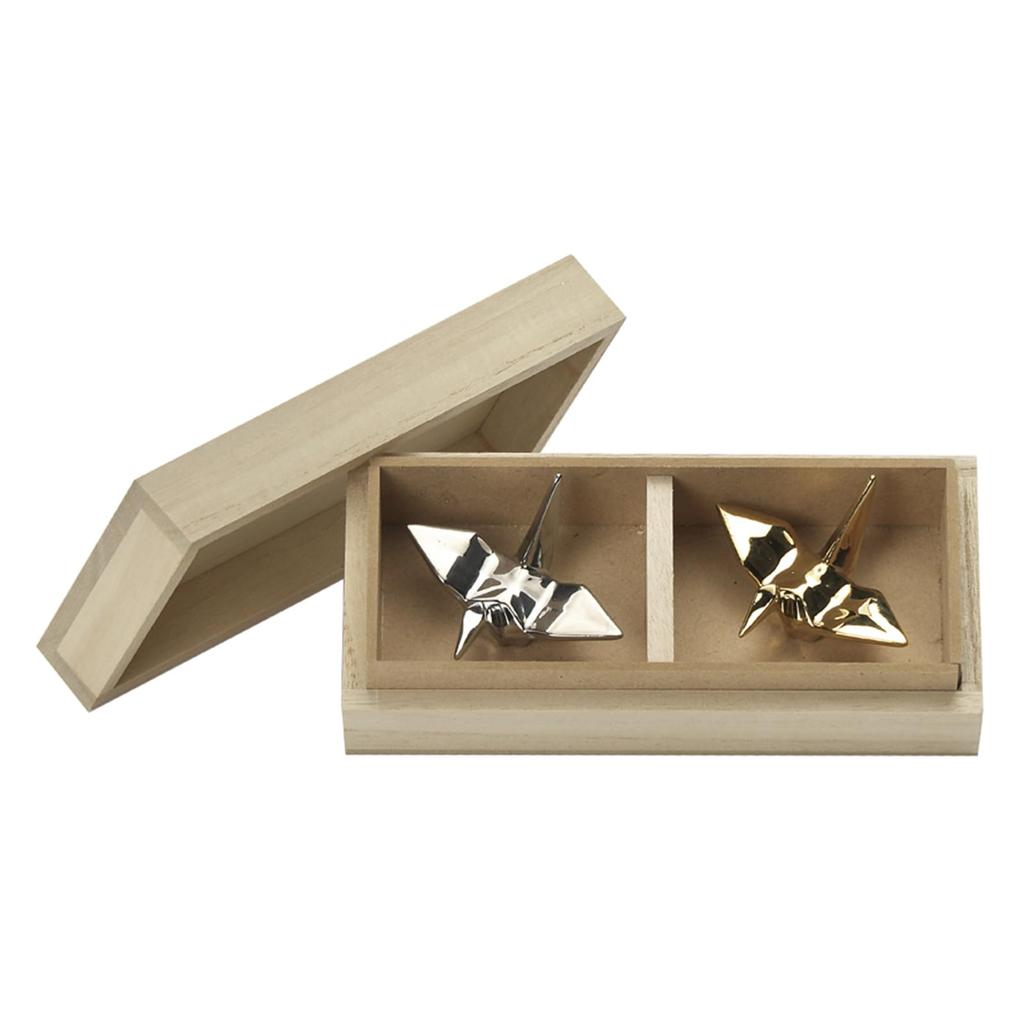 Mino Ware Chopstick 5 x Gold and Pair Crane Wooden Made in Crane-Shaped Rests, Approx. 6cm, Silver, Set, Design, Box, Gift, Japan, HH-6006A