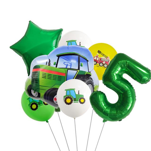 Green Tractor Birthday Decoration Tableware Balloons Cup Plate Truck Vehicle Excavator Kids Boys Party Favors Gift Baby Shower