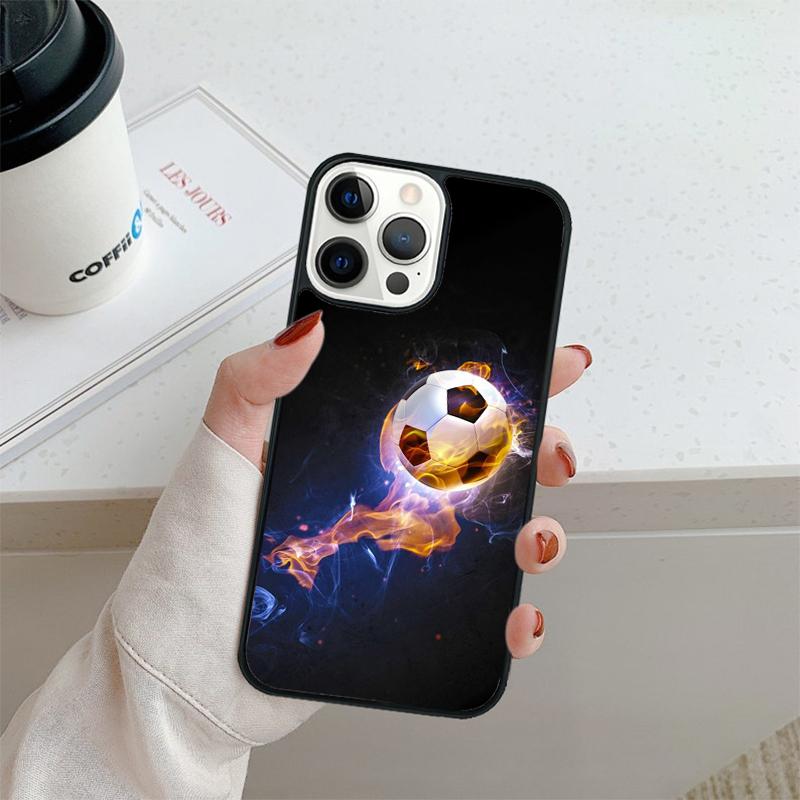 Fire Football Soccer ball Phone Case For iPhone 17 Air 16 pro max 15 14 plus 12 13 Shell Cover coque