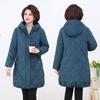 Mittelalte Damen Mütter tragen knielange, baumwollgepolsterte Jacke, dicker, westlicher, lockerer Baumwollmantel in Übergröße, baumwollgepolsterte Jacke Winter