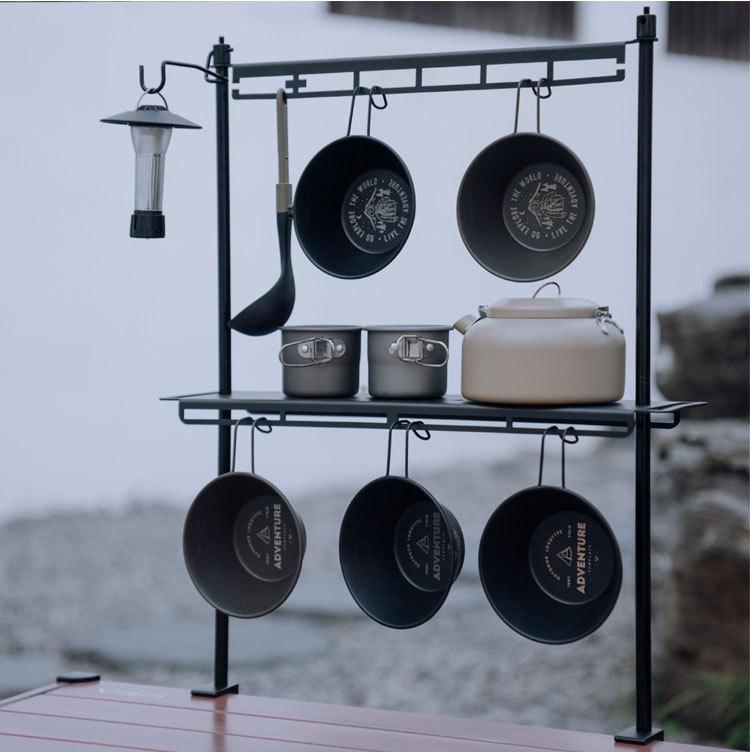 Portable Multifunctional Aluminum Camping Lamp Stand and Storage Rack