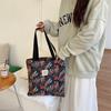 Trendy Floral Pattern Canvas Tote Bag With Open Top Ideal For Shopping And Daily Use