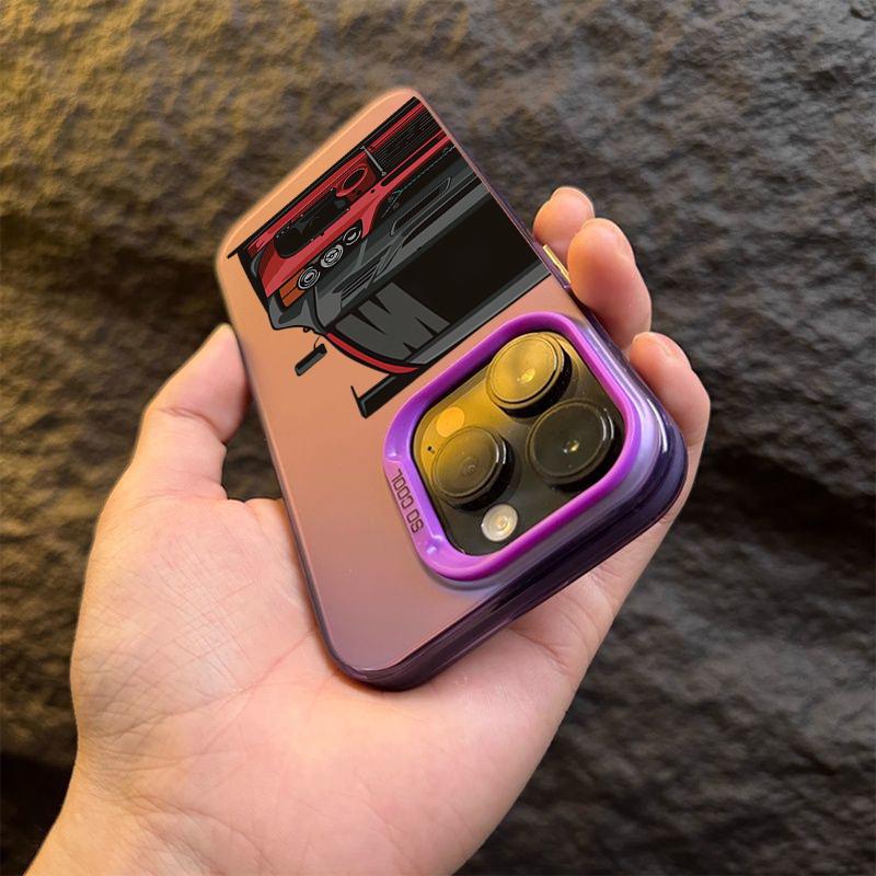 JDM Sports Cars Male Men Electroplate Silver IMD Case For iPhone 15 14 16 Pro Max 11 12 13 7 8 Plus 16E X Shockproof Hard Cover