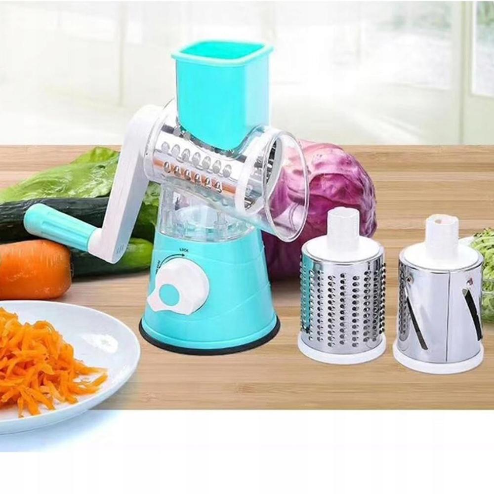 Manual shredder, rotating grater, 3 blades, 3-in-1 vegetable slicer