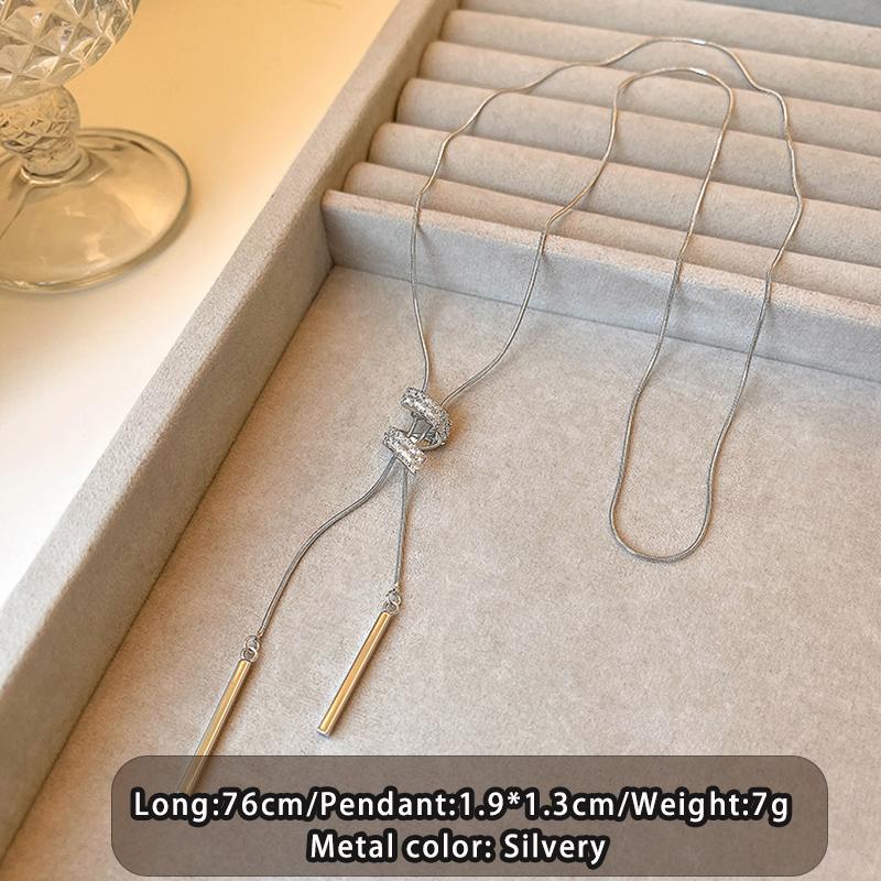

Light Luxury Metal Spiral Pendant Thin Chain Long Necklace Autumn/Winter Sweater Chain For Women s Fashion Jewelry Accessories