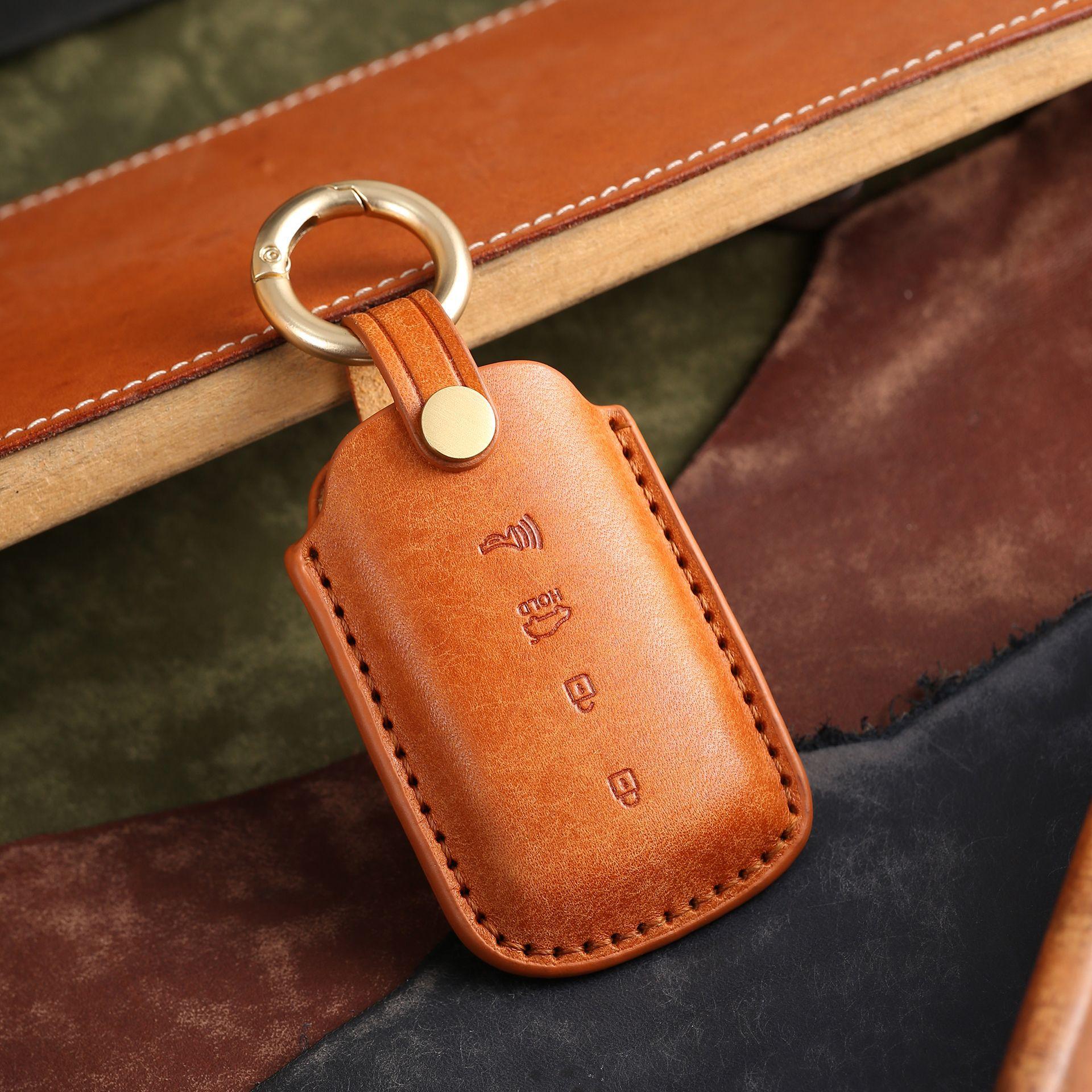 

Подходит для кожаного защитного чехла для ключей Kia KIA K9, сумки для ключей от автомобиля, полностью ручной работы, на заказ, высококачественной сумки для ключей оранжевый