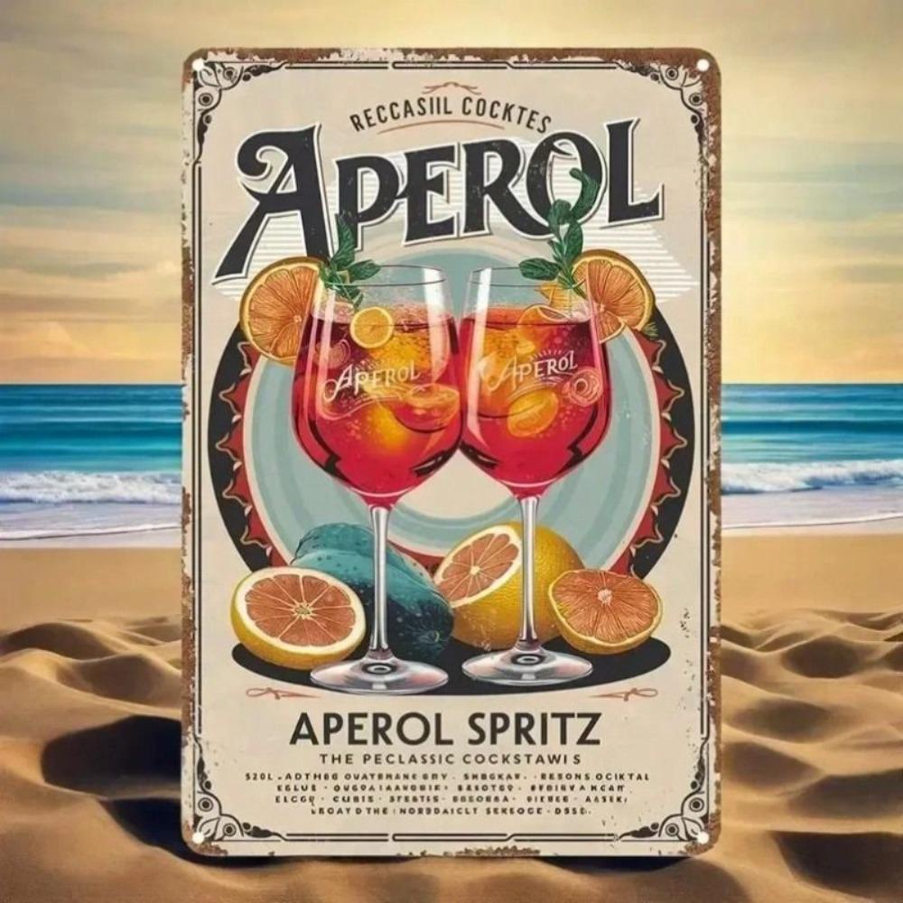 Vintage Aperol Cocktail Metal Sign for Wall Bar Cafe Decor Waterproof