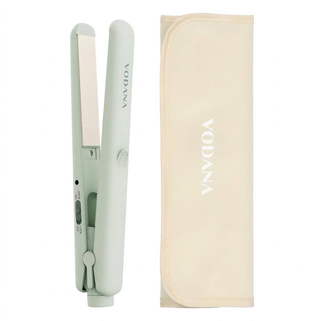 VODANA Mini Fer à Lisser de Poche - [STYLING CHEVEUX CORÉEN] Redresseur de Cheveux Céramique Portable avec Tension Universelle & Pochette de Voyage