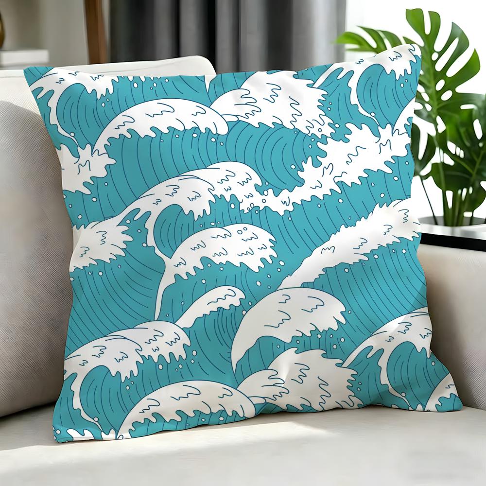 Art LLight blue ocean rippled Cushion Cover Cushion Cover Set Pcs x x x Pillowcase Decorative Sofa Home Decor